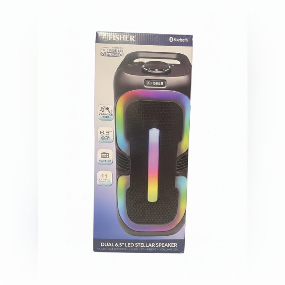 Dual 6.5" LED Stellar Speaker - Black with Multicolor LED